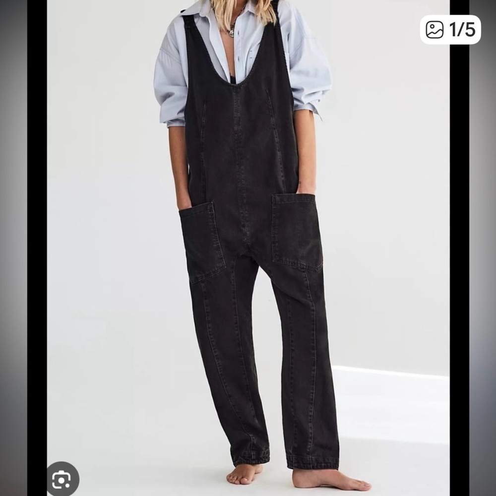 Free People High Roller Jumpsuit Denim Overalls XS